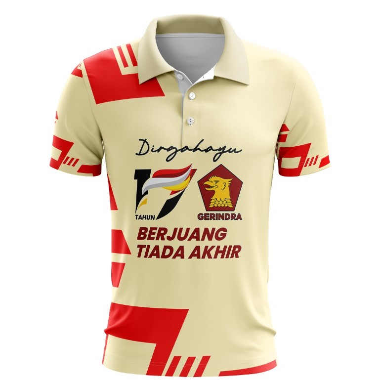 เสื้อยืด Gerindra Hut - เสื้อ Gerindra Hut 17 - เสื้อโปโล Gerindra Party Hut 17 2026 Custom