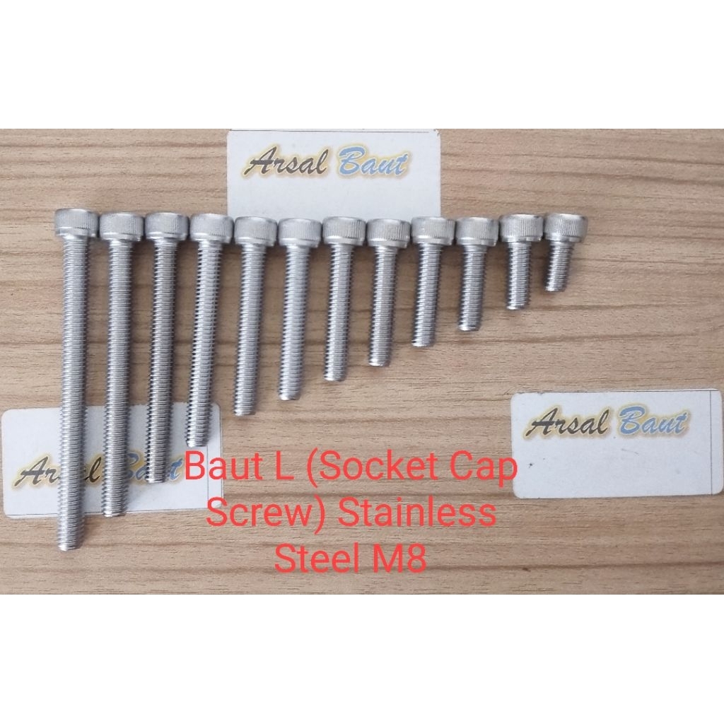 สแตนเลส 304 L Bolt (สกรูประแจกระบอก) L6 Key M8X15 M8X20 M8X25 M8X30 M8X35 M8X40 M8X45 M8X50 M70 M8X8