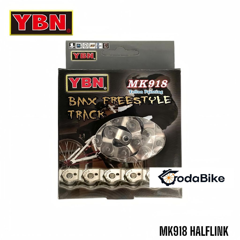 YBN Half-Link MK918 102L Single-speed BMX Bike Chain เหมาะสําหรับจักรยานความเร็วเดียวเช่นจักรยานเกีย
