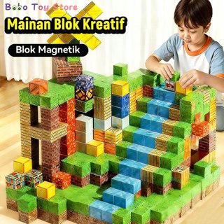 BOBO Magnetic Block 200Pcs Mainan Edukasi Anak 3D Magnet Building Cube DIY Balok Susun Latih Kreativitas Puzzle