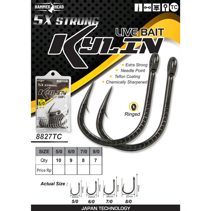 HAMMERHEAD KYLIN LIVE BAIT 8827TC ตะขอตกปลา