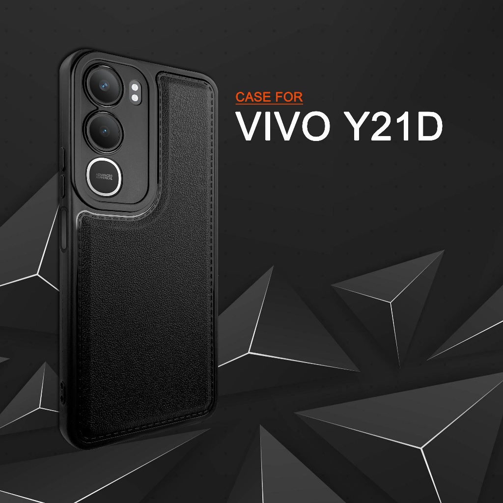 EllaStuff Case VIVO Y21D Softcase PREMIUM LEATHER BLACK Casing VIVO Y21D