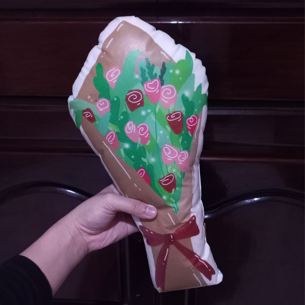 [PRELOVED] FLOWER BOUQUET DOLL PILLOW FLOWERS BUCKET GIFT