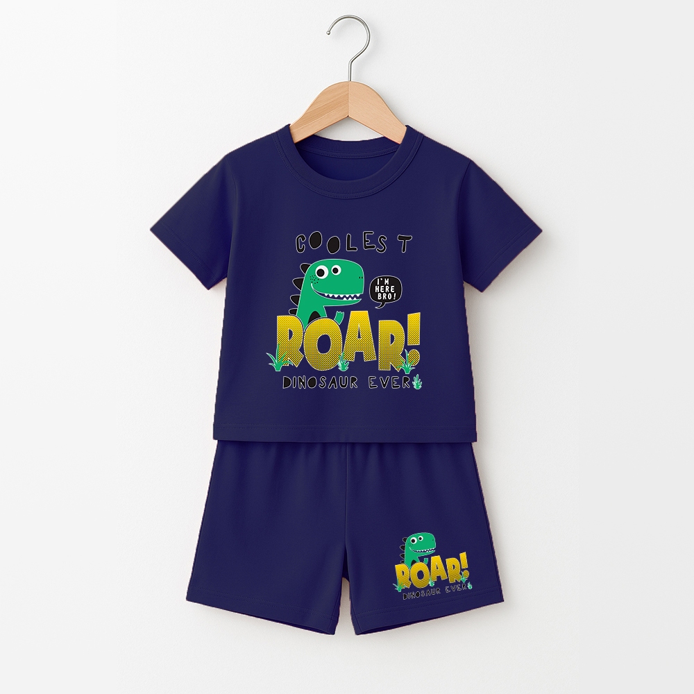 ชุดสูทรูปภาพ Roar ไดโนเสาร์จัมโบ้แขนสั้นเด็กผู้ชาย G-797