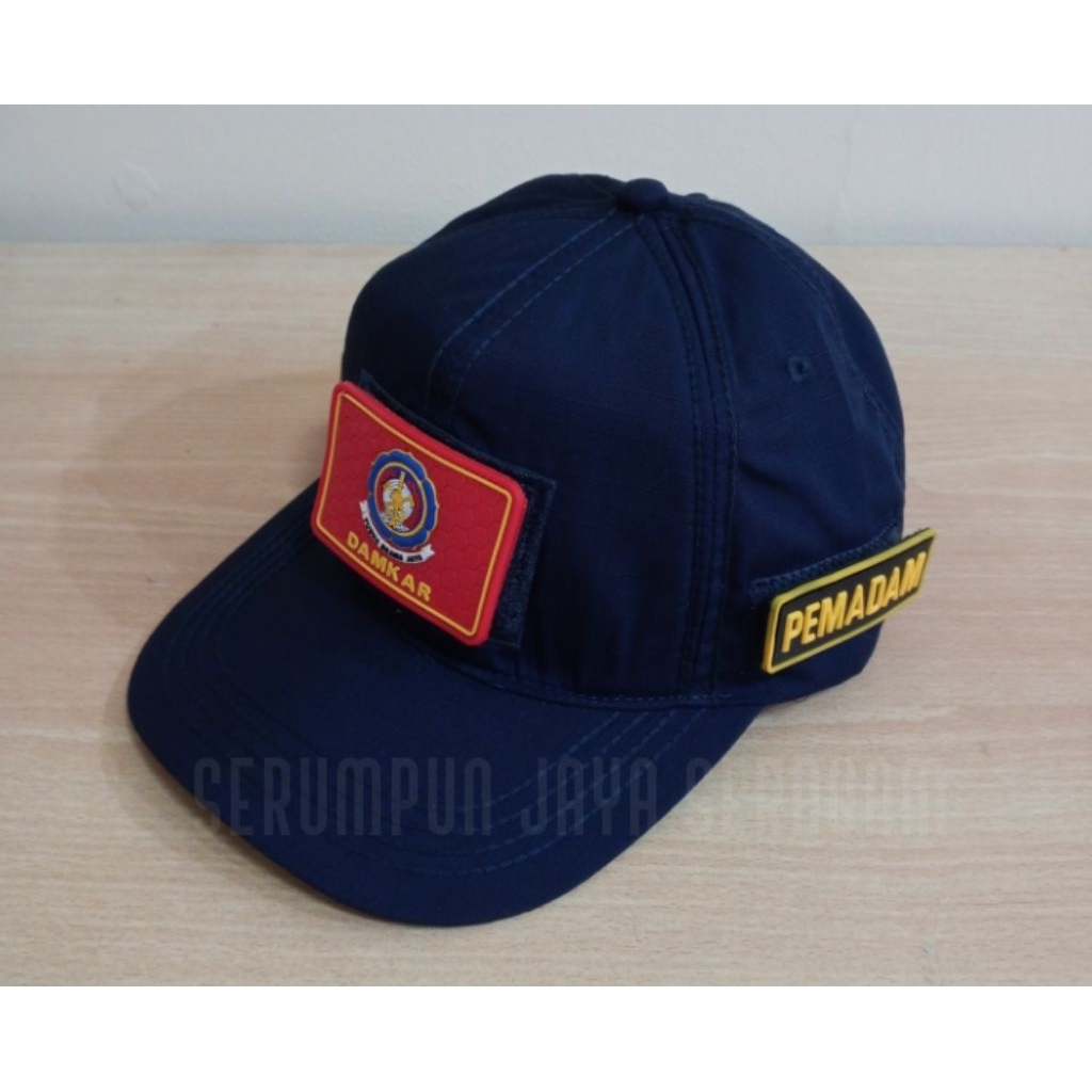 NAVY FIREFIGHTER HAT 3 RUBBER PATCH - NAVY FIREFIGHTER HAT WITH REPUBBER PATCH ADHESIVE