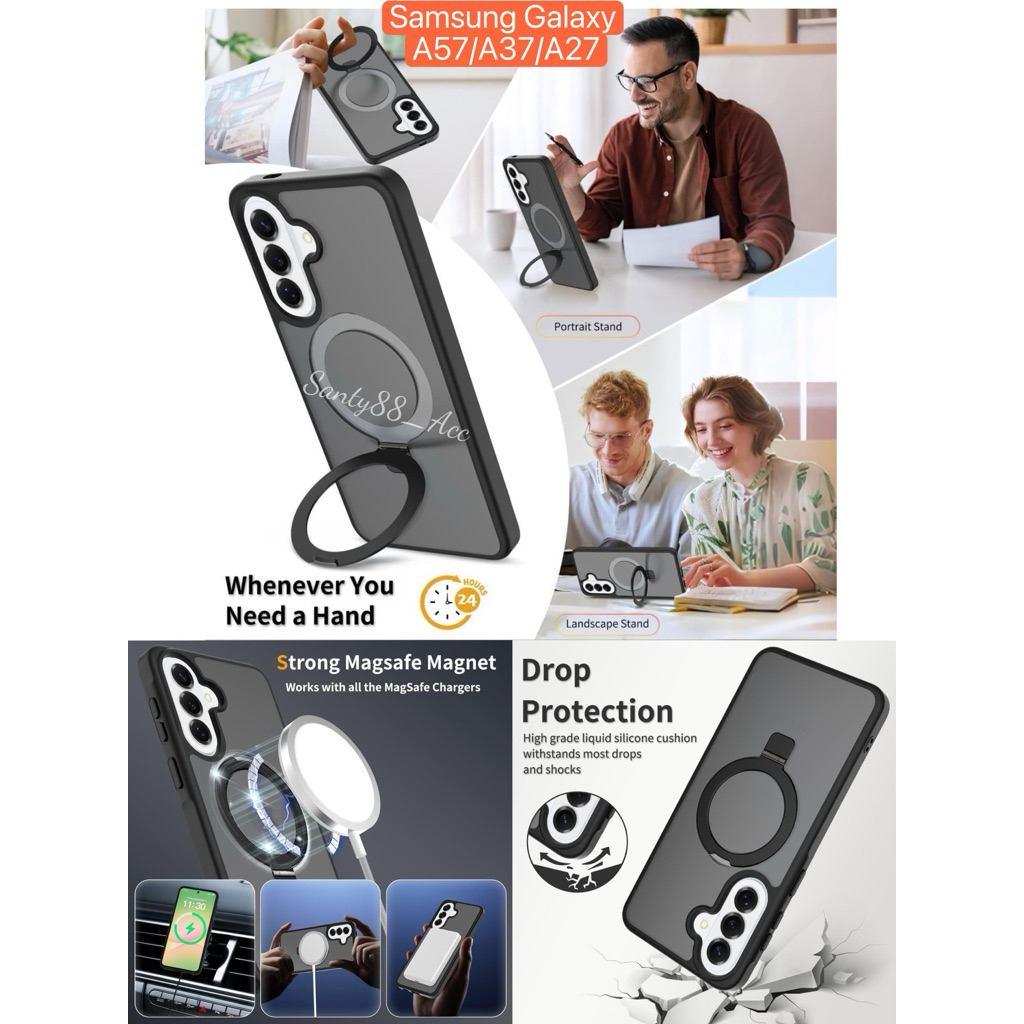 Hardcase ขาตั้งแหวนไฮบริด Magsafe Samsung Galaxy A56 A36 A57 A37 A27 5G 2026 ถุงลมนิรภัยขาตั้งแหวนไฮ
