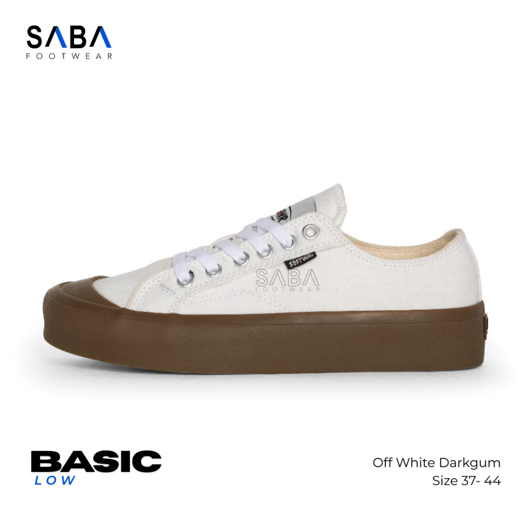SABA Basic Off White Dark Gum - รองเท้าผ้าใบลําลองสําหรับบุรุษและสตรี | เรียบง่าย สะดวกสบาย & อินเทรนด์ บี 48