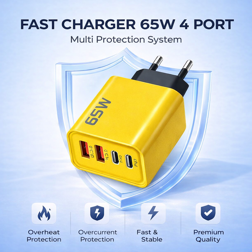 Original 65W PD Fast Charging ADAPTER QC3.0 Batok Charger 65W อะแดปเตอร์ 4 In 1 PD USB 4 พอร์ต Casan