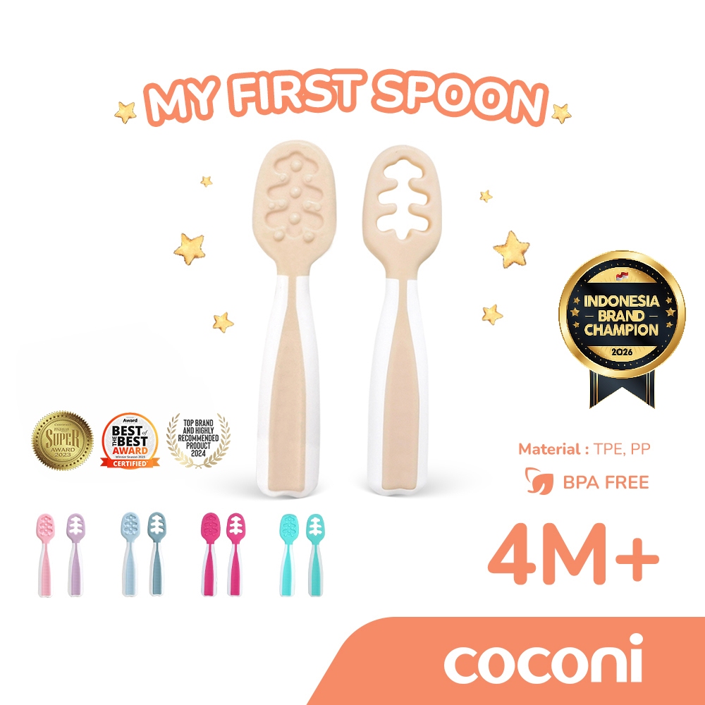 COCONI ช้อนเฟิร์สพรีของฉัน 2 ชิ้น | ช้อนเพื่อการเรียนรู้เด็ก 2 ชิ้น