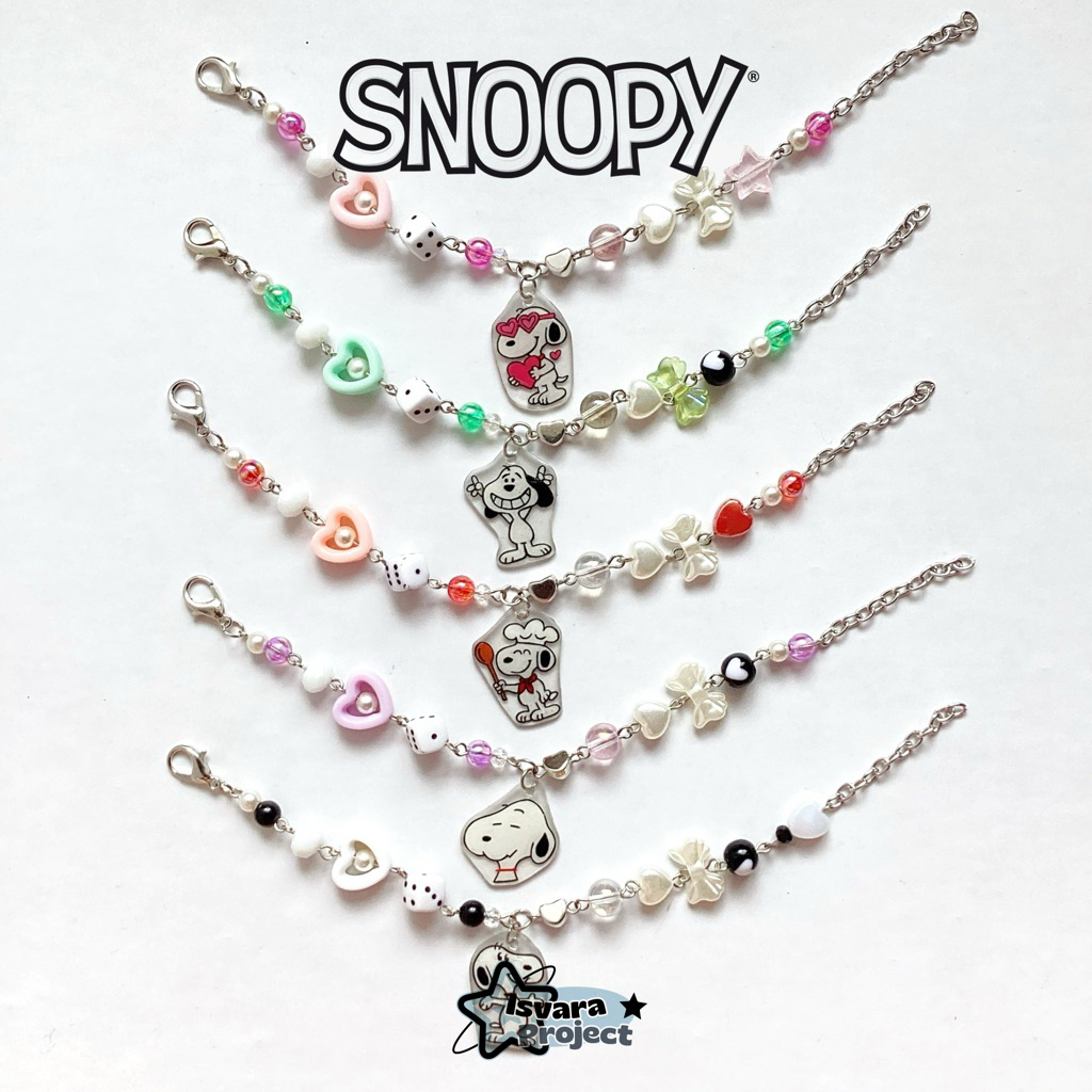 SNOOPY PAPER SHRINK AESTOTIC Y2K CHARM BRACELET BY ISVARA PROJECT