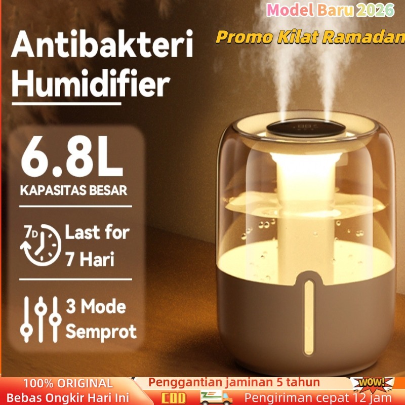 YIOMIO Humidifier 6.8L Ultrasonic - เครื่องฟอกอากาศ, Aromatherapy Diffuser, LED Night Light, Type-C,