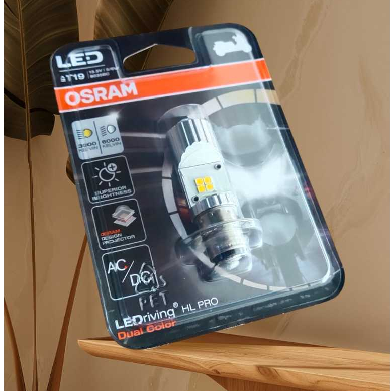 Osram ไฟ LED มอเตอร์ไซค์ T19 H6 M5 K1 LED ขับรถ T19 PRO สีคู่ สีขาว เหลือง