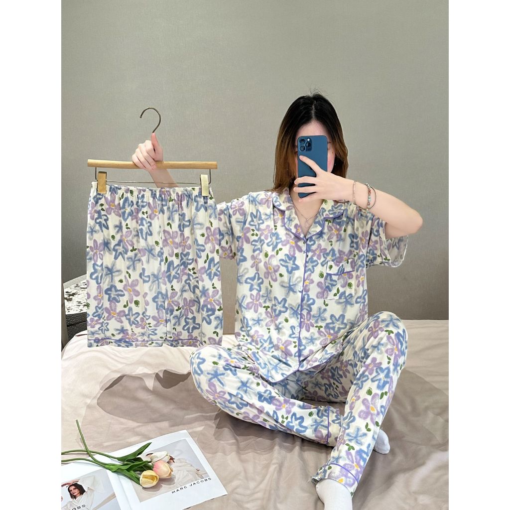 เสื้อยืดแขนสั้นชุดนอน 2 กางเกง 1 LEISURE WEAR เสื้อ / ชุดนอนพยาบาลแขนสั้น 3IN1