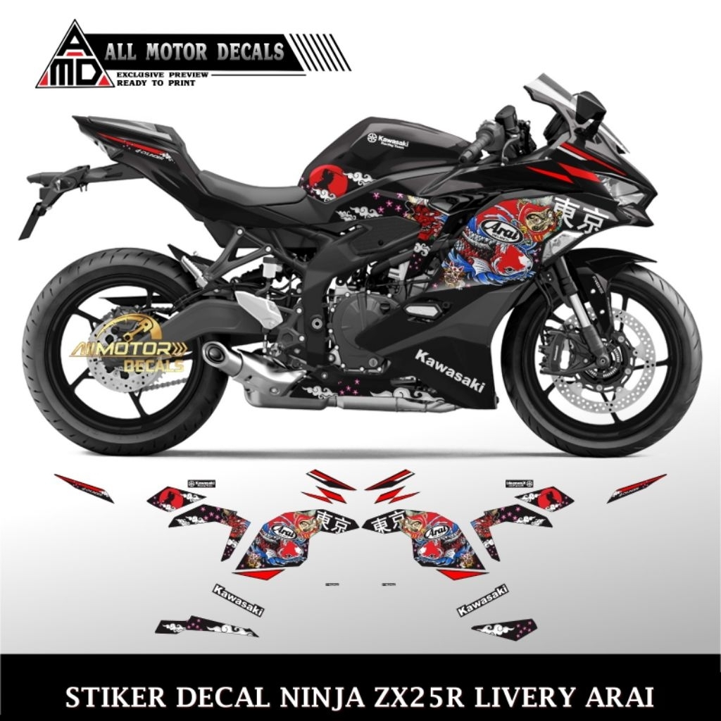 รูปลอก Striping Zx25R Livery Arai / สติ๊กเกอร์ Ninja ZX-25R / อุปกรณ์สติ๊กเกอร์มอเตอร์ไซค์ Kawasaki 