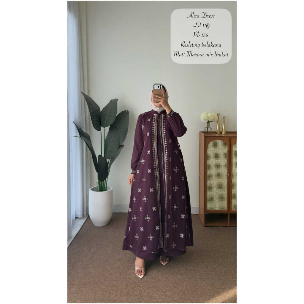 Alisa Dress Original Anisa Fashion ล่าสุดและอินเทรนด์ Gamis หรูหราและสวมใส่สบายมาก