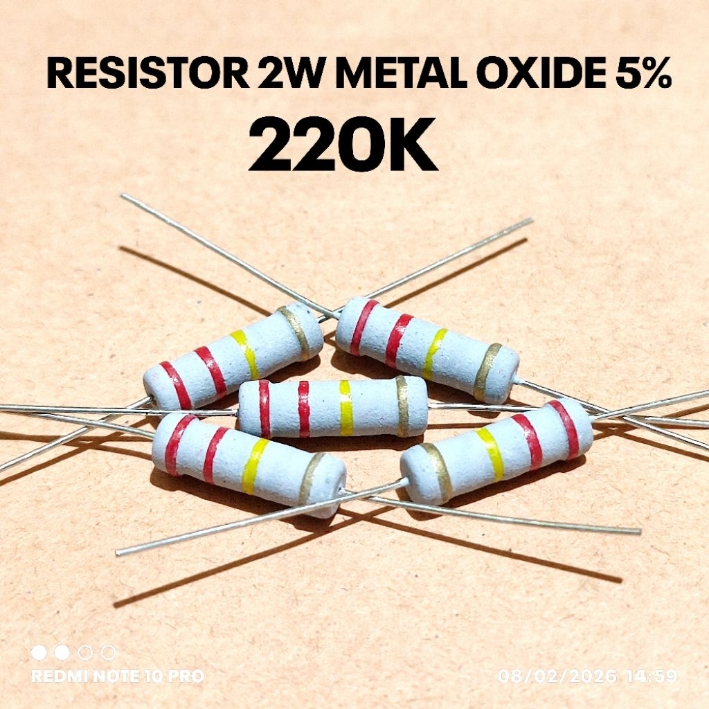 (QTY 5 ชิ้น) RESISTOR 2W 2WATT 220K 220K KILO CF 5% ROHS