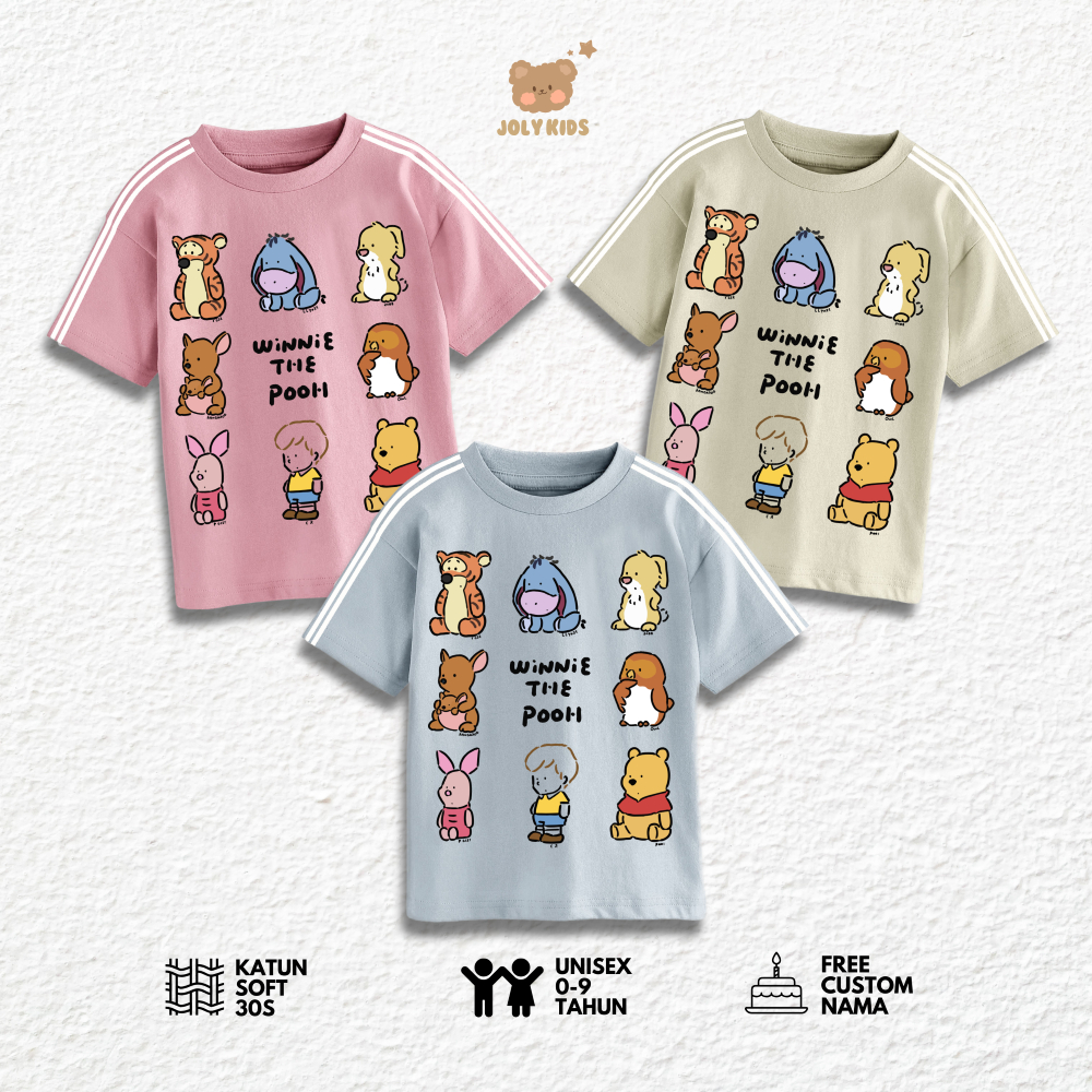 Jolly Kids Childrens T-Shirt Tops อายุ 1-9 ปี Girls Boys STRIP 8 POO Girls Boys