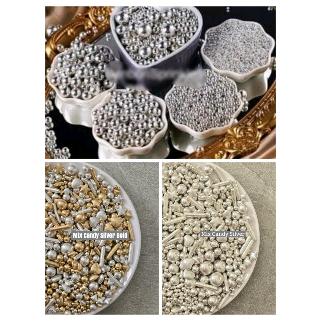 Sprinkle Silver & Mix Candy ของตกแต่งเค้กวันเกิด 50gr