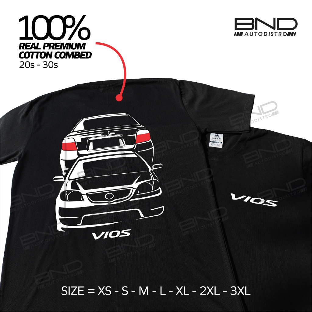 [BND] Toyota Vios Gen 1 F&R T-Shirt Old Vios T-Shirt Premium Quality Car T-Shirt