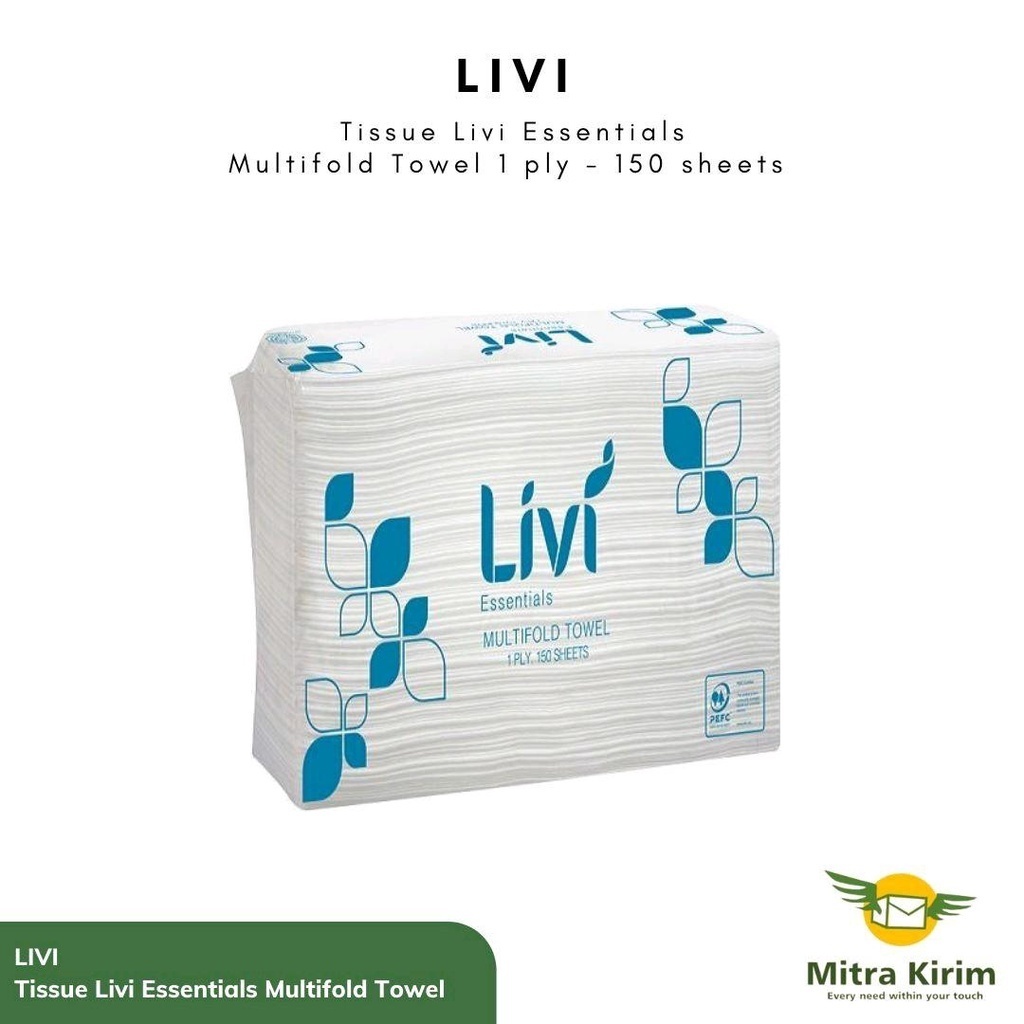 Livi Essentials Multifold 1ply 150s ทิชชู่พรีเมี่ยม - แพ็กละ