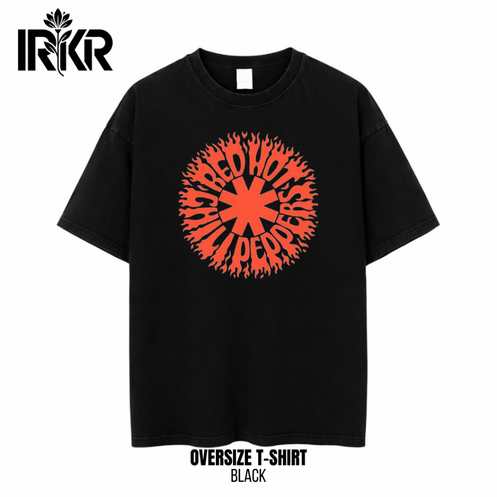 IRKR เสื้อยืดโอเวอร์ไซส์ผู้ใหญ่ สีดํา "RHCP" - Band VI