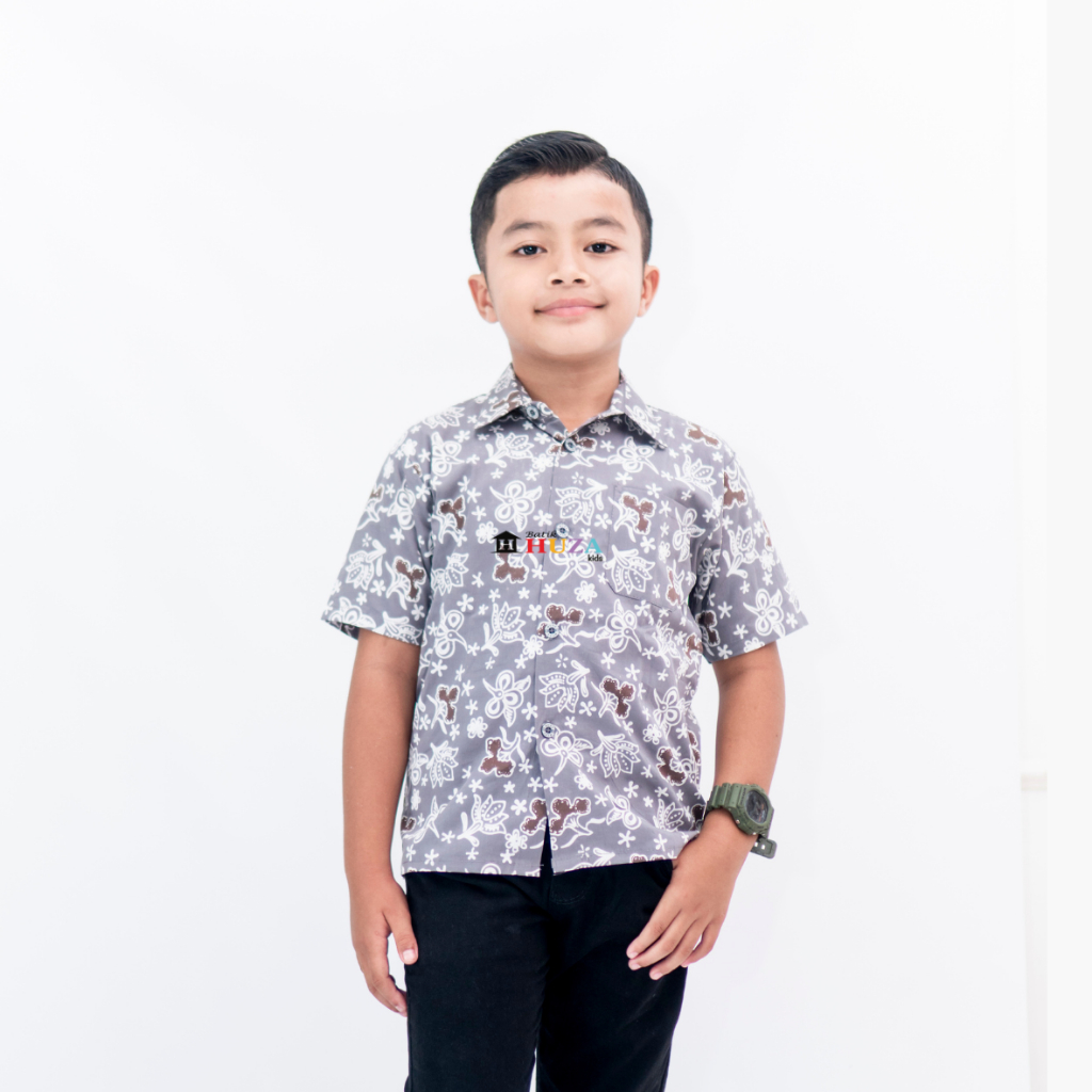 KAMEJA BATIK HUZA - เสื้อเชิ้ตแขนสั้นแขนสั้นของ CHILDRENS AXCEL HEM