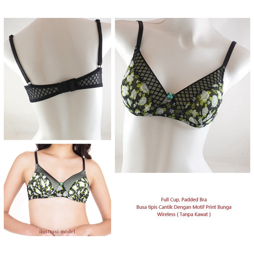 ผู้หญิง Full Cup Bra Thin Foam ไม่มีลวด 34B 40B ไร้สาย Wirefree 34B 40B สบายชุดชั้นในยืดหยุ่น SW384B