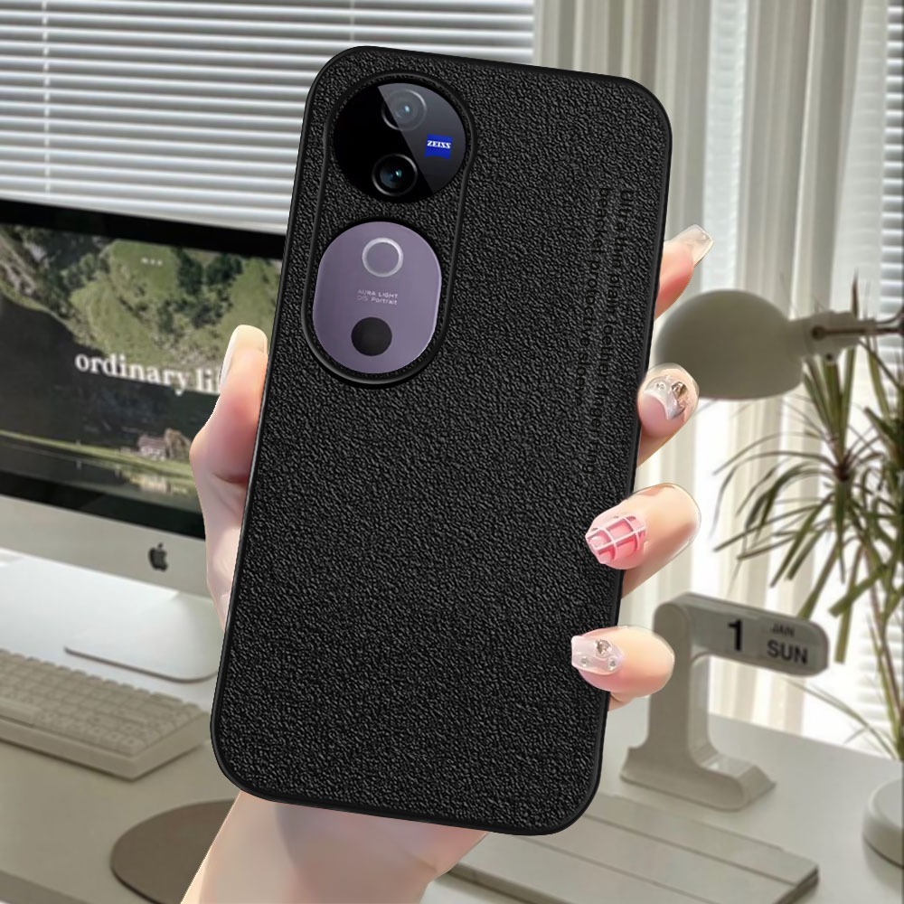 เคสใหม่ล่าสุด Vivo V40 / Vivo V40 Pro / Vivo S19 PRO Luxury Plain Meteorite Skin Leather