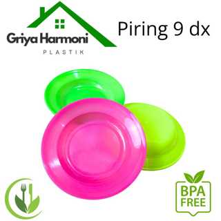 (48 PCS) Piring 9 DX Pelangi - Piring Makan Plastik Pelangi - Piring Makan Transparan Plastik