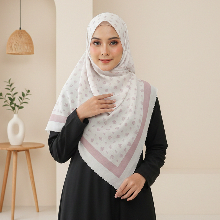 Voal Square Hijab ลายเท่ๆ ใส่สบาย ไซส์ 115 & 130 sWhite Series