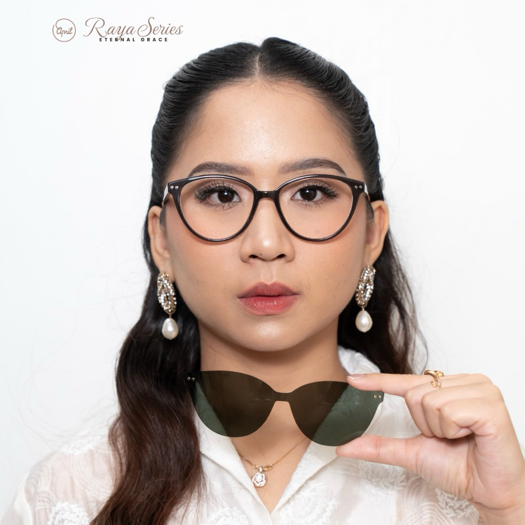 เมษายนแว่นตาคลิปบนแว่นตา Elle Semi Cateye Acetate