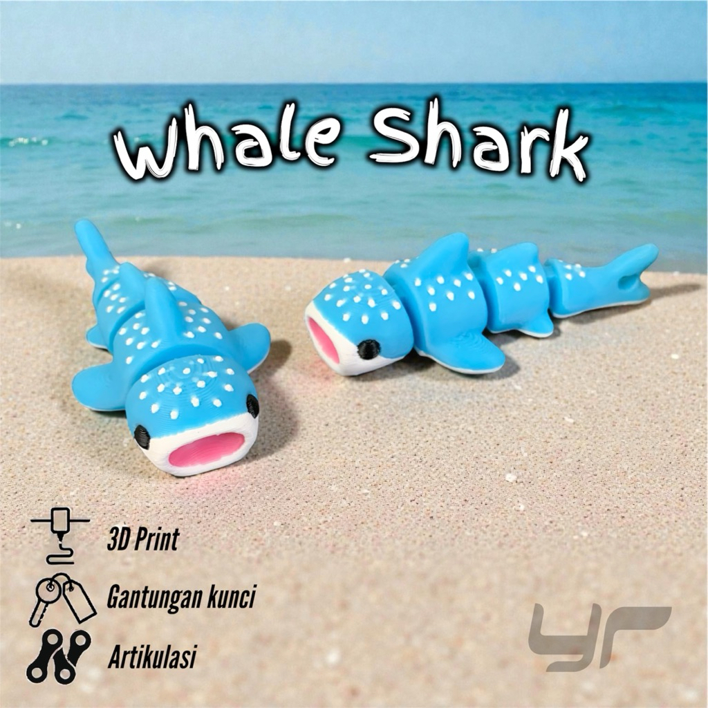 GANTUNGAN 3D Print Whale Shark Keychain กระเป๋าและพวงกุญแจ