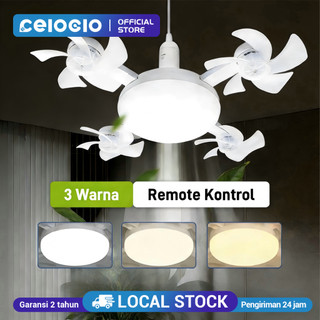 CELOGLO Lampu Kipas Drone E27 60W 2in1 LED Putih Remote 3 Warna 3 Kecepatan 50cm Multifungsi Dengan Peredupan Remote Control Dapat Dilipat Drone Fan Light
