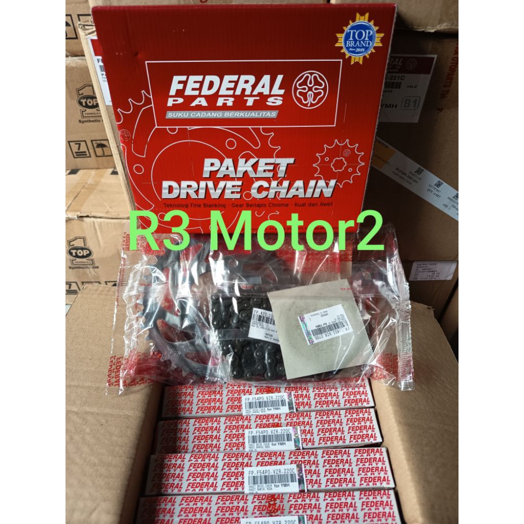ชุดเกียร์/ชุดเกียร์ FEDERAL FP-F54P0-VZR-220C 420H-108L-15T-40T สําหรับ Vega ZR, New Jupiter Z 115cc