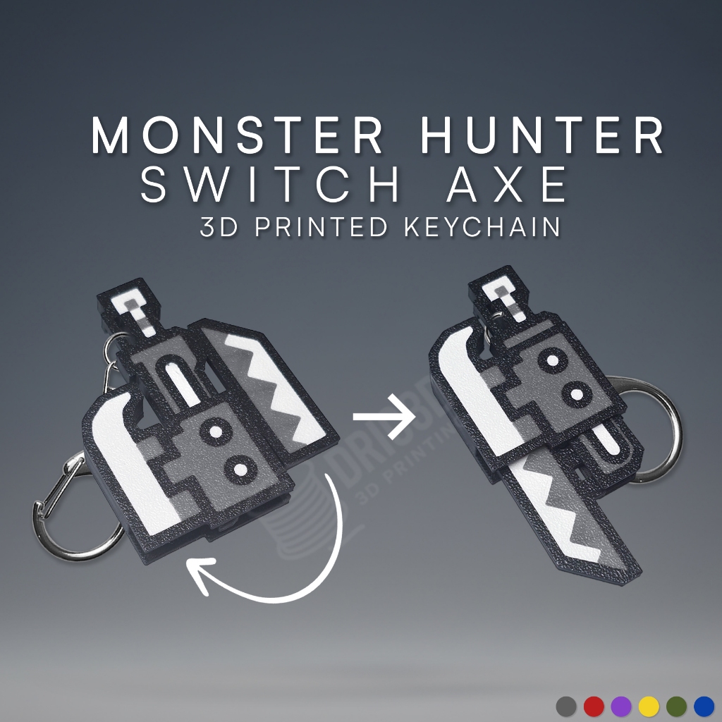 GANTUNGAN Monster Hunter Switch Ax Fidget พวงกุญแจสามารถเปลี่ยนรูปร่าง - 3D พิมพ์พวงกุญแจของเล่นของข