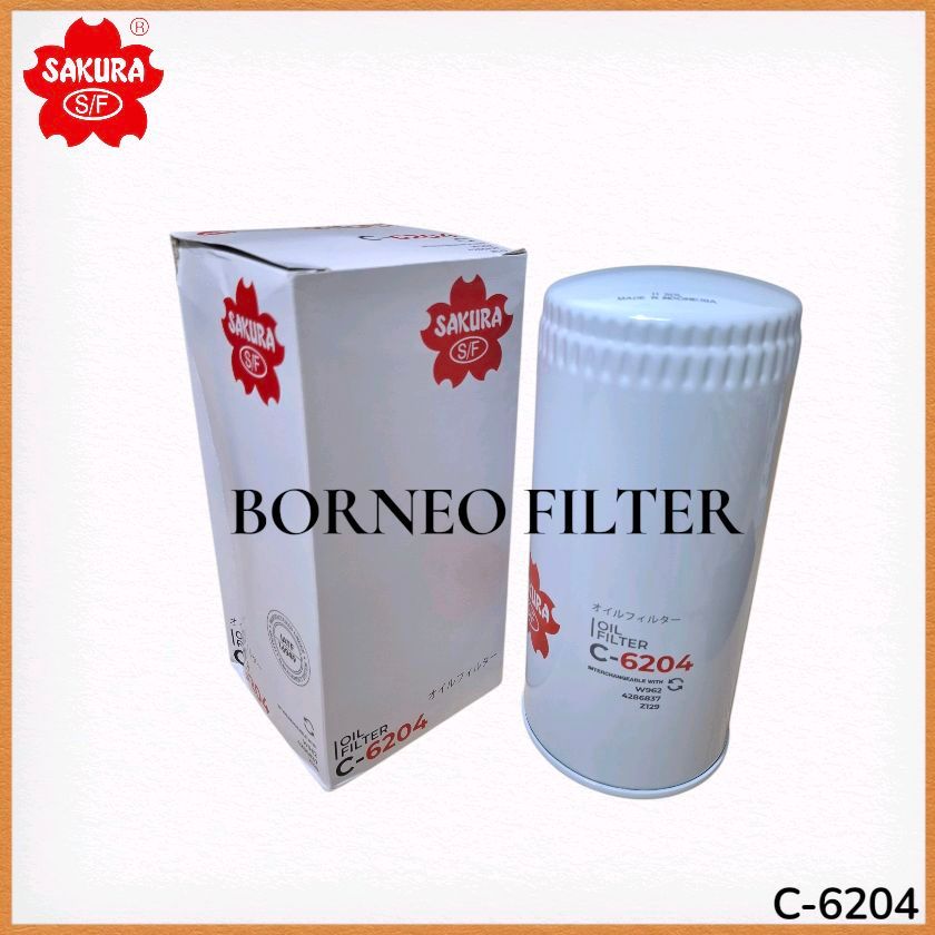 C-6204 กรองน้ํามันเครื่องซากุระ C6204 W962 05710640 พีพีพี553771 เจจจจ8610962 B236 LF4054 SFO4054 JO