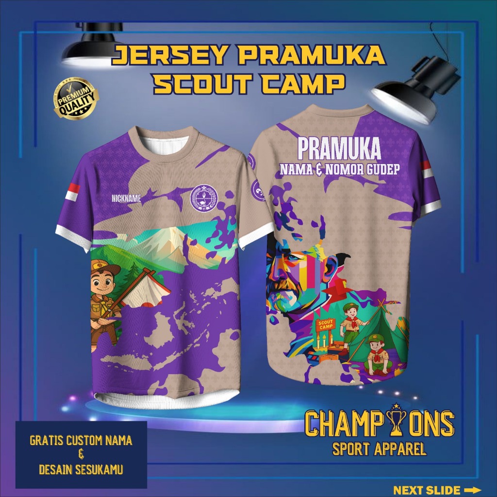 เสื้อ SCOUT CAMP SCOUT | โลโก้ชื่อที่กําหนดเอง | Dryfit Milano Full Printing