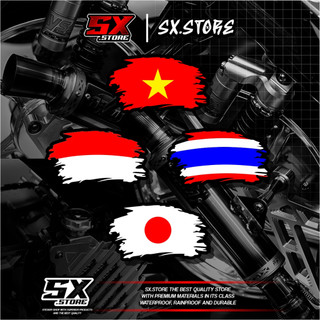 Stiker Bendera Robek Vinyl Lentur Anti Gores 7x 4cm Bendera Vietnam Thailand Japan/Jepang Indonesia Keren Bahan Anti Air Aksesoris Motor Berkualitas Desain Keren Bendera Robek Sticker Flag brush Style