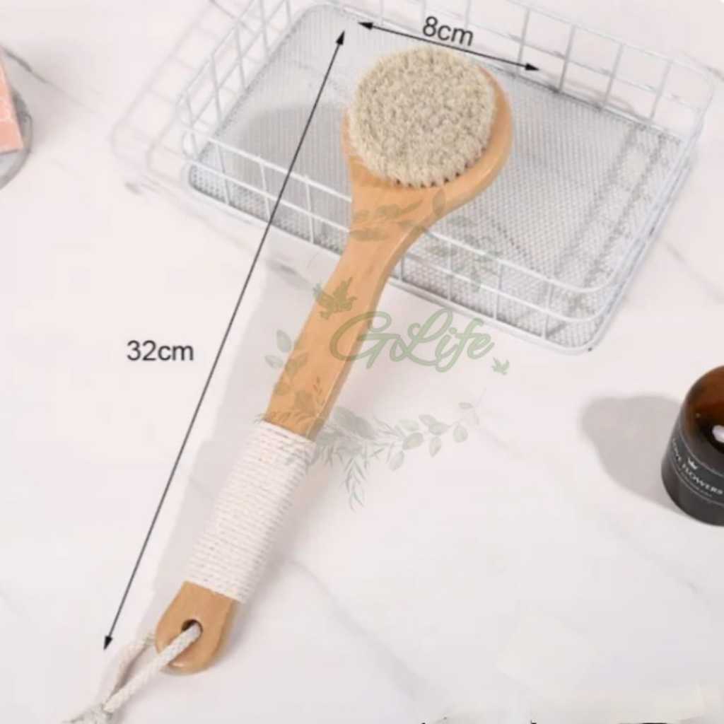 GLife Premium Horsehair แปรงหลังอาบน้ําไม้ แปรงขัดหลัง แปรงร่างกาย เครื่องมืออาบน้ําธรรมชาติ