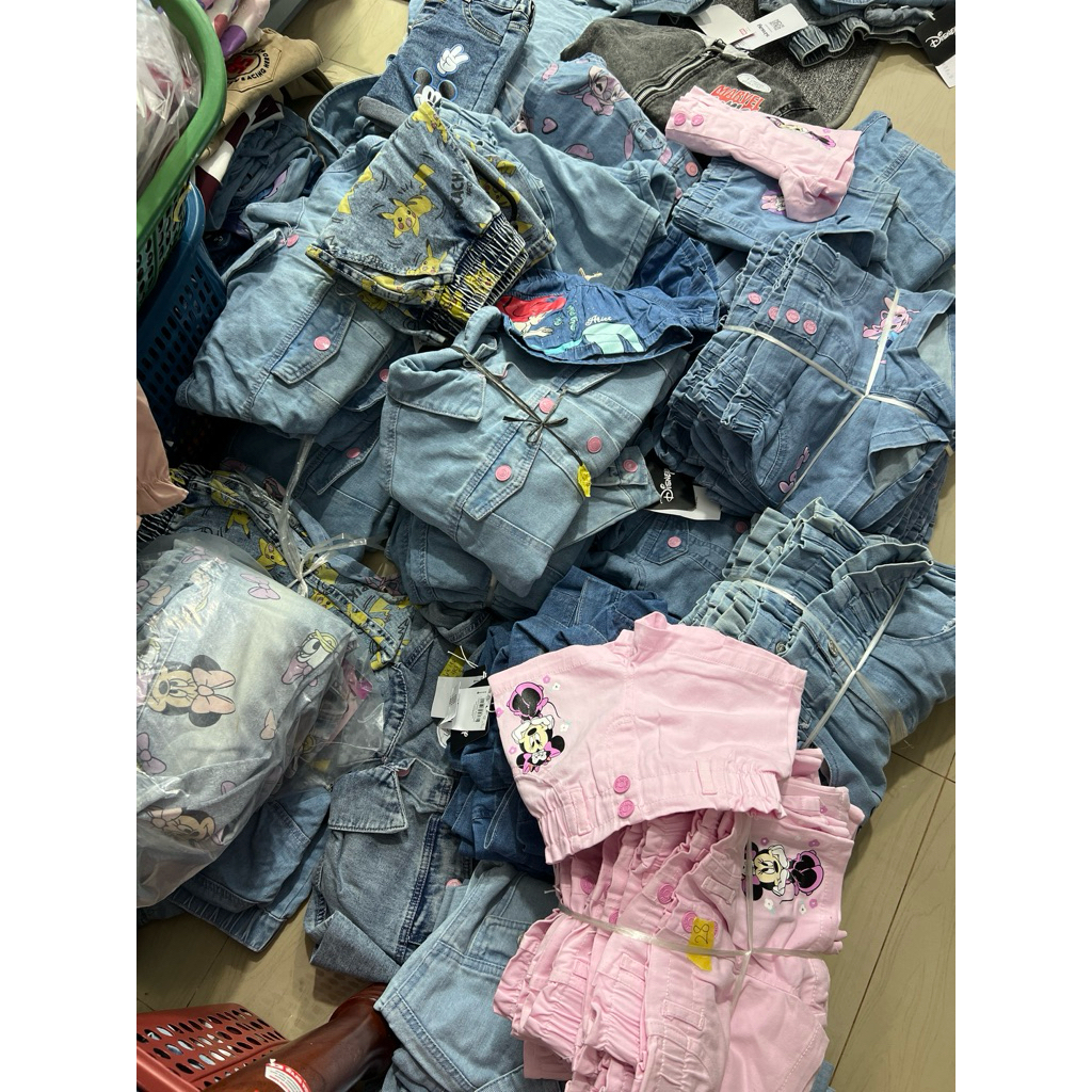 • BABYLURAIN • Ariel Minnie Stitch Pokemon Kids Jeans Shorts