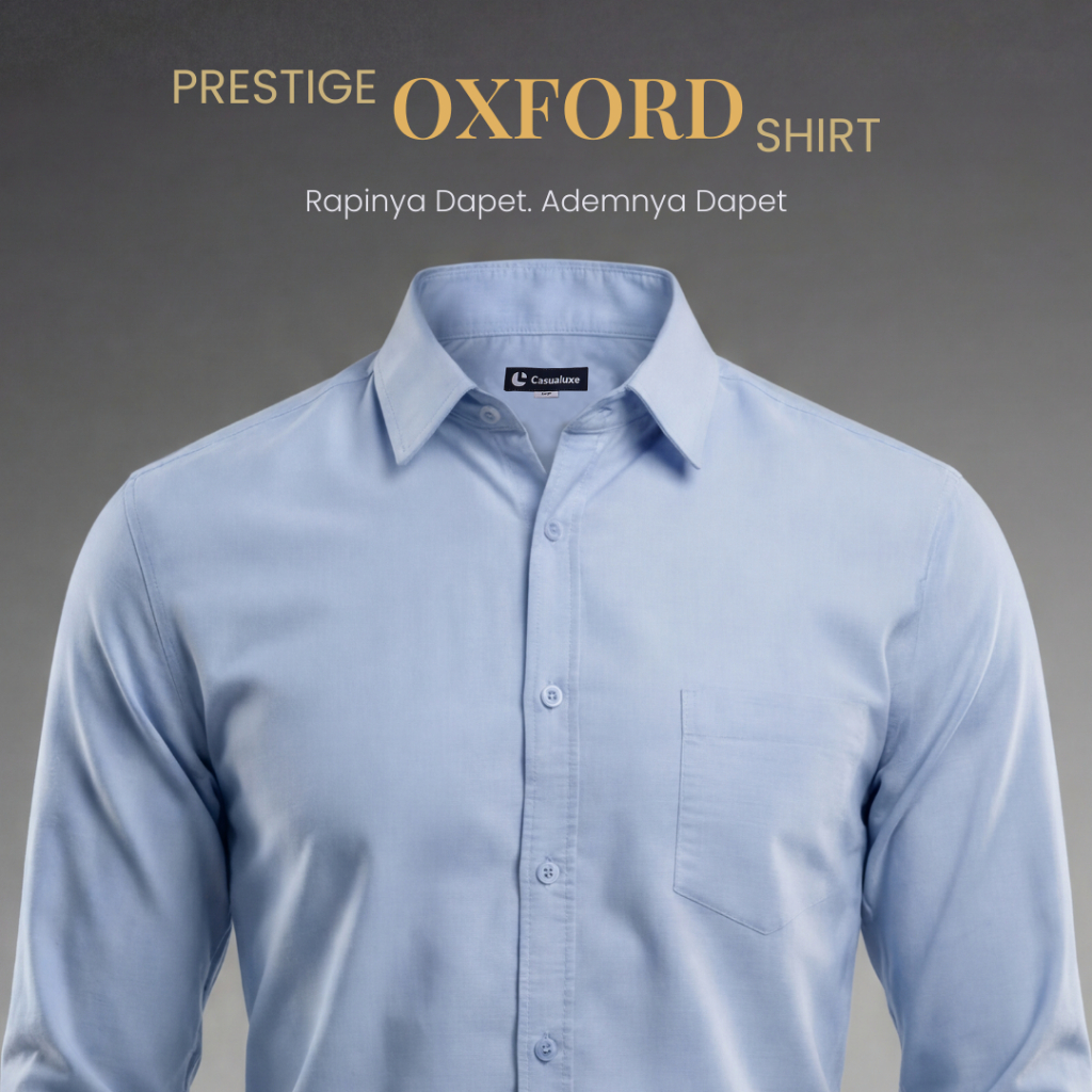 KEMEJA PRESTIGE เสื้อเชิ้ตแขนยาว Oxford แบบนุ่มสําหรับผู้ชาย | เสื้อเชิ้ตแขนยาว Oxford Skyblue
