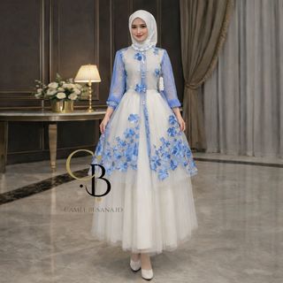 Haira Outer Tunik Brocade Bunga Set Wanita | Outer Tunik dan Rok Tutu | Atasan Wanita | Lengan Panjang | Outer Bunga | Outer Kondangan | Outer Lebaran |