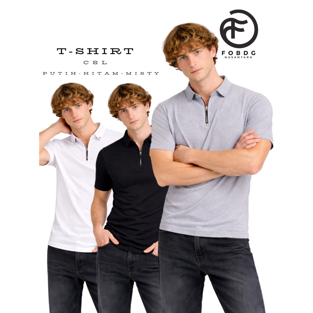 Fobdg Nusantara CSL เสื้อโปโลผู้ชายซิปแขนสั้นเสื้อยืดคอปก Rambhan เสื้อยืด