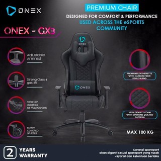 ONEX GX3 Premium Quality Gaming Chair Kursi - Hitam