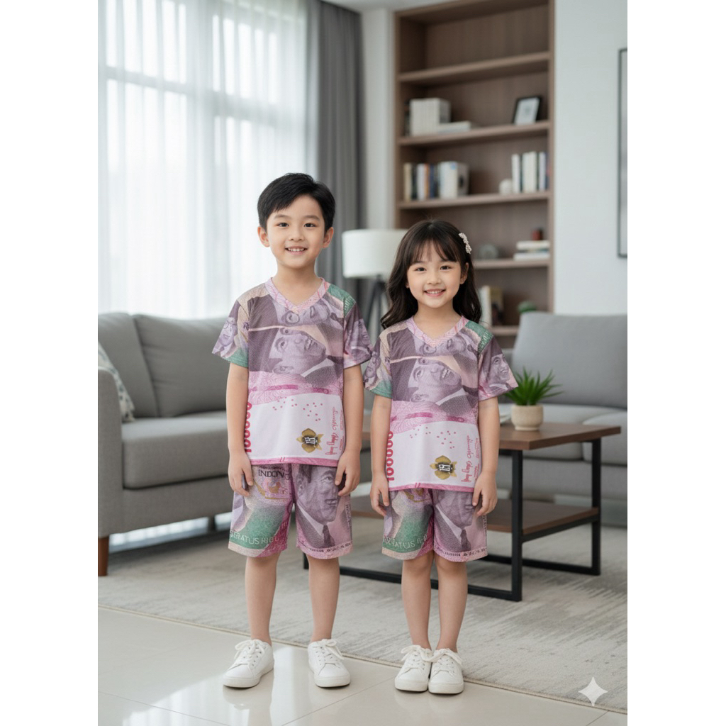 ชุดรายวันสําหรับเด็กชายและเด็กหญิง 3-12 ปี วัสดุ Dryfit Milano Milano Money Motif