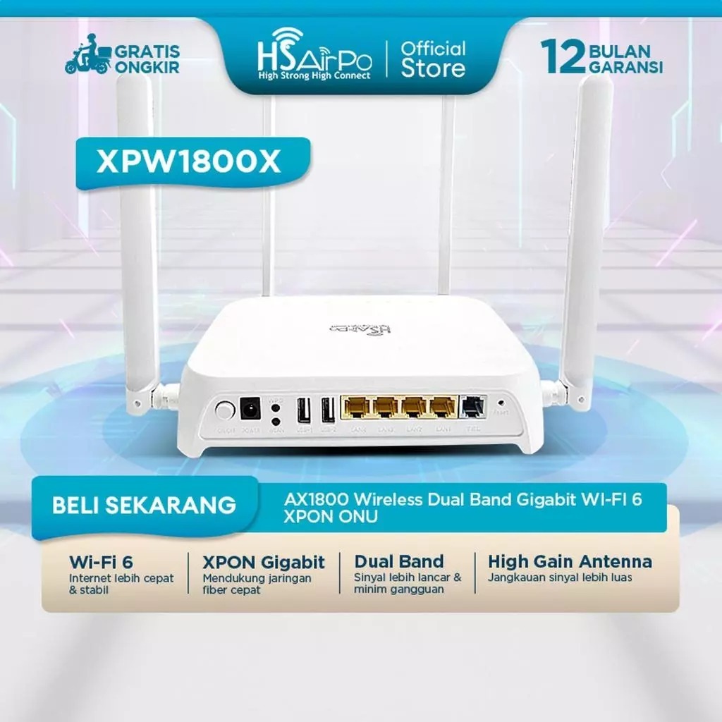 HSAIRPO XPW1800X ONU Dual Band WiFi 6 4x4 MIMO Gigabit VoIP SIP ONU EPON GPON ROUTER