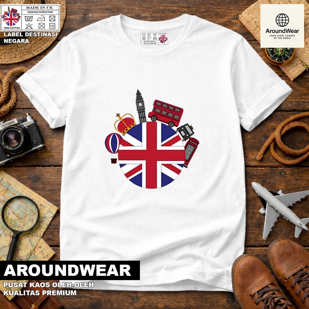 เสื้อยืด ENGLISH SOUVENIR 15, พร้อมแท็กภาษาอังกฤษพรีเมี่ยม SOUVENIR MATERIAL ของขวัญ