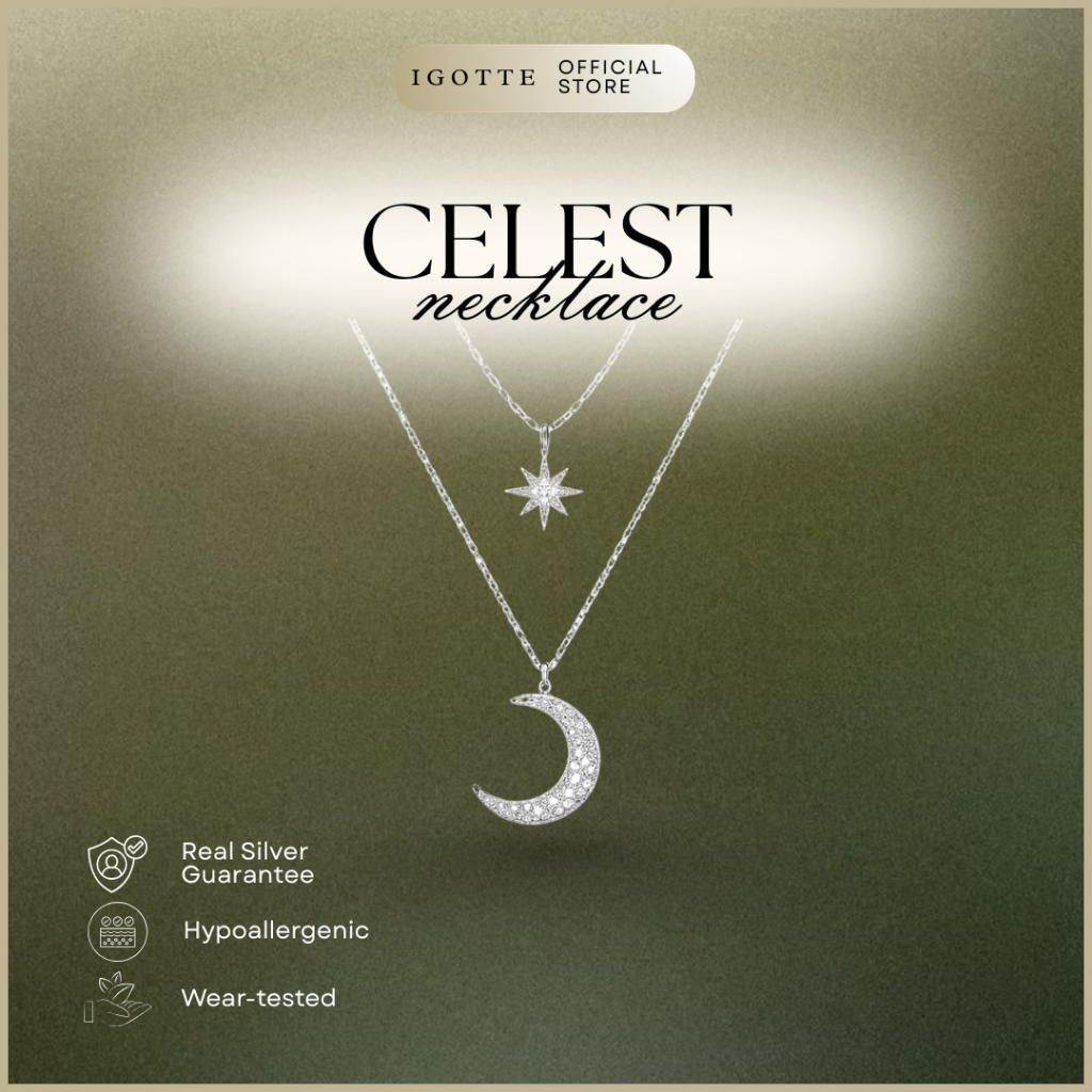 สร้อยคอ CELEST - เงินสเตอร์ลิง 925 ชุบทอง - ชุบทอง 18k - สร้อยคอซ้อนพระจันทร์เสี้ยว - อุปกรณ์เสริม E