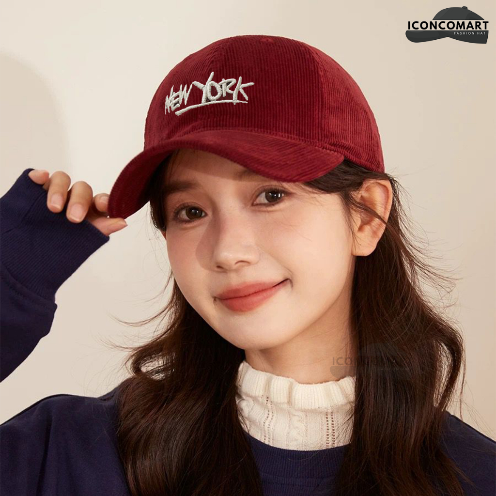 NEW YORK CORDUROY BASEBALL CAP / MENS AND WOMENS BASEBALL CAP / POLYESTER BASEBALL CAP - MF-388