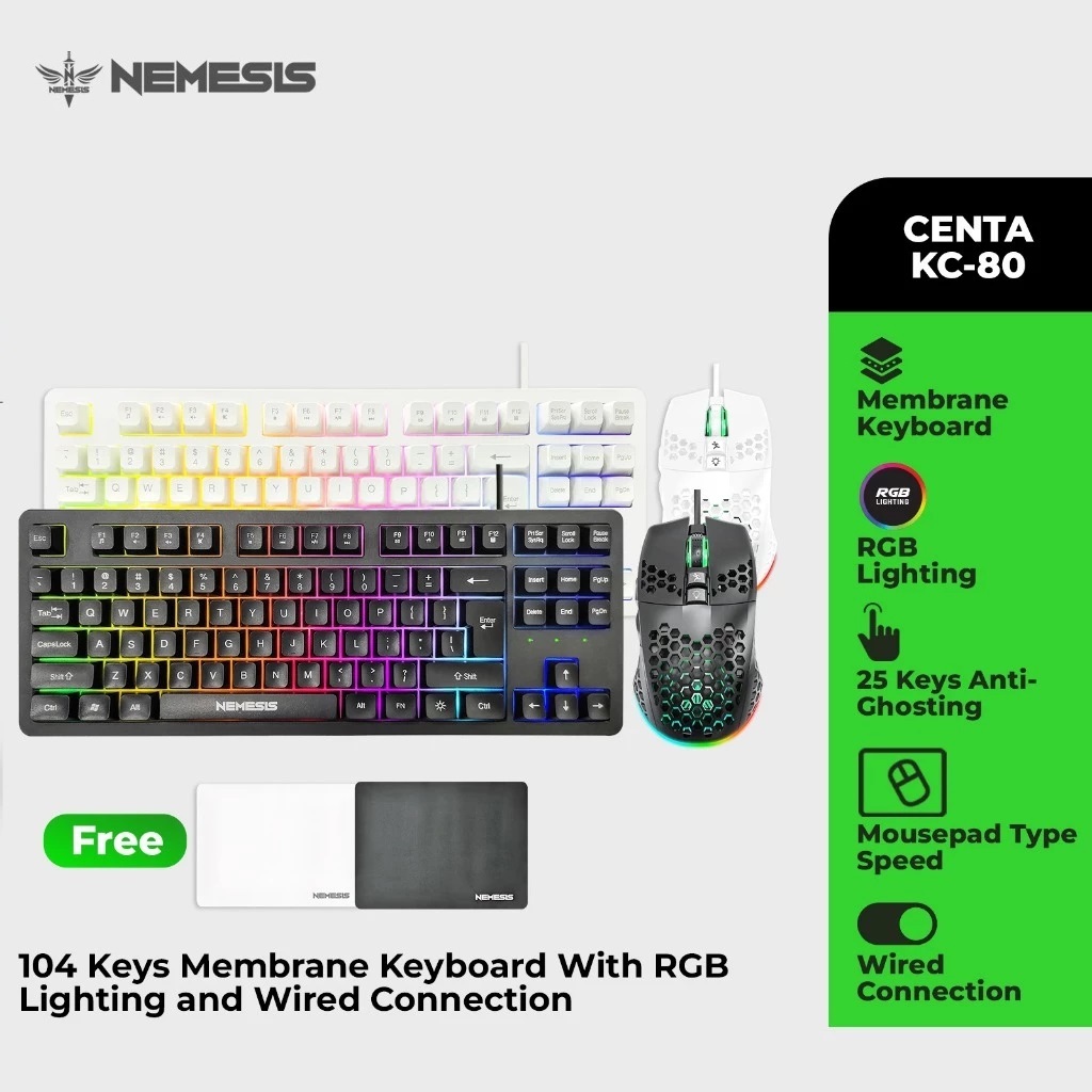 Nemesis Keyboard เมาส์สําหรับเล่นเกม KC80 Centa ฟรี แผ่นรองเมาส์